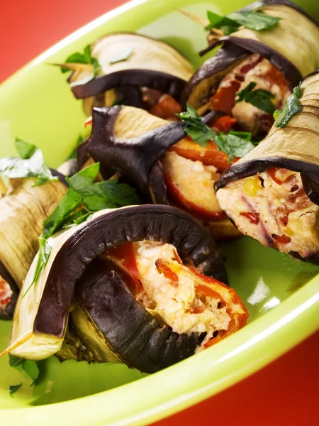 Eggplant rolls filled with cheese — Stock Photo, Image