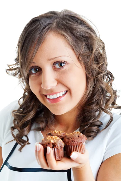 Woman with chocolate muffin Stock Photo