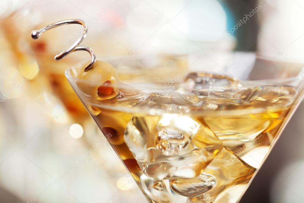 Several glasses of  cocktails Martini