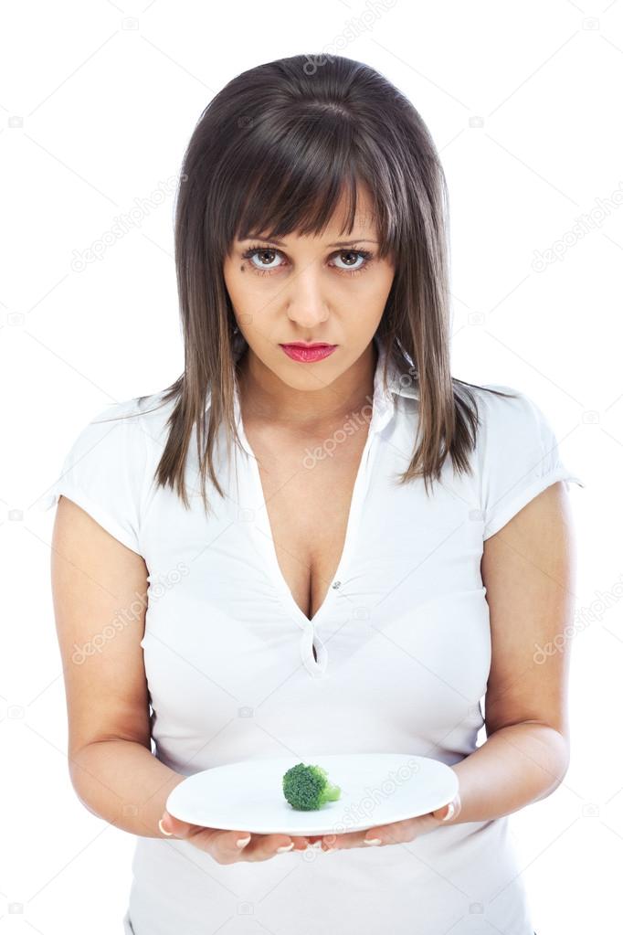 woman unhappy for eating healthy