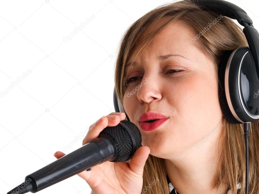 beautiful Woman with microphone