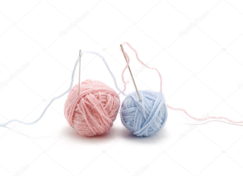 Balls of knitting yarn