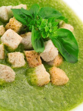 Ispanak ve fesleğen çorbası