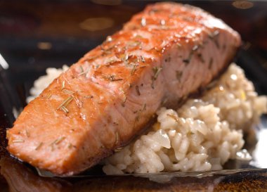 Salmon with capers sauce clipart