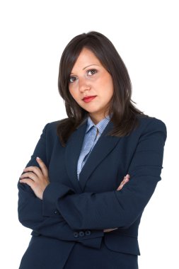 Genç kadın koyu kostümleri