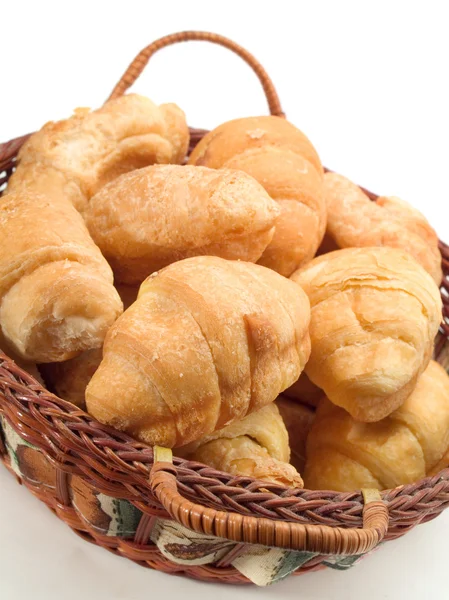 Croissants in Basket on background — Stock Photo, Image