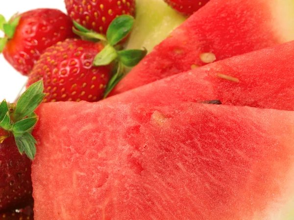 Tasty Strawberries and Watermelon — Stock Photo, Image
