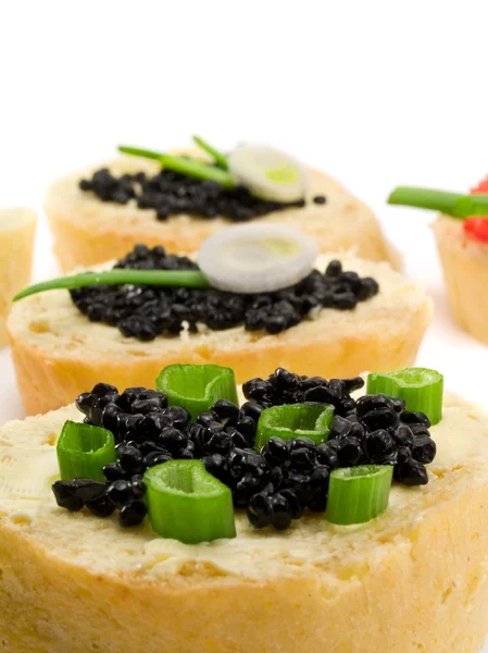 Sanduíches com caviar — Fotografia de Stock