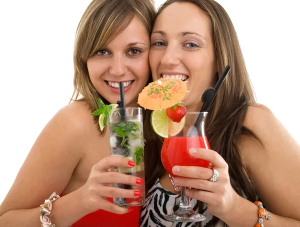 Partij meisjes met cocktails — Stockfoto