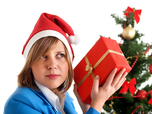 Mujer con regalo de Navidad —  Fotos de Stock