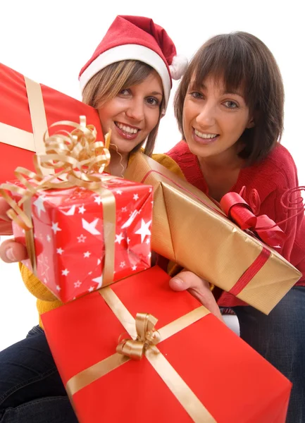 Mujeres con regalos de Navidad — Foto de Stock