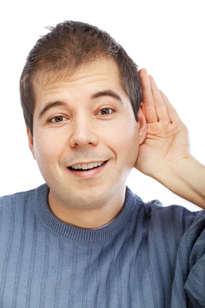 Young man listening to gossip — Stock Photo, Image