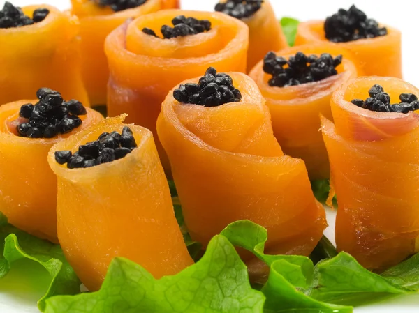 Salmon Rolls with Caviar — Stock Photo, Image