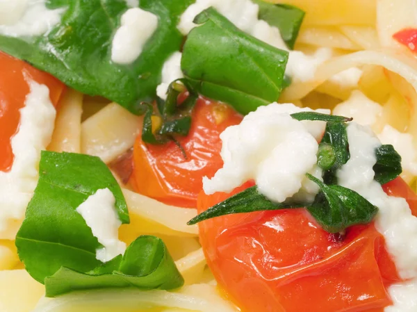 Fettucini com tomate e mussarela — Fotografia de Stock