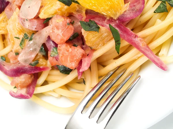 Pasta Linguini med räkor — Stockfoto