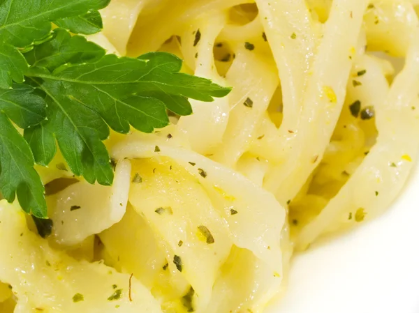 Fettucini med krabba — Stockfoto