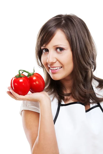 Mujer joven con tomates — Foto de Stock