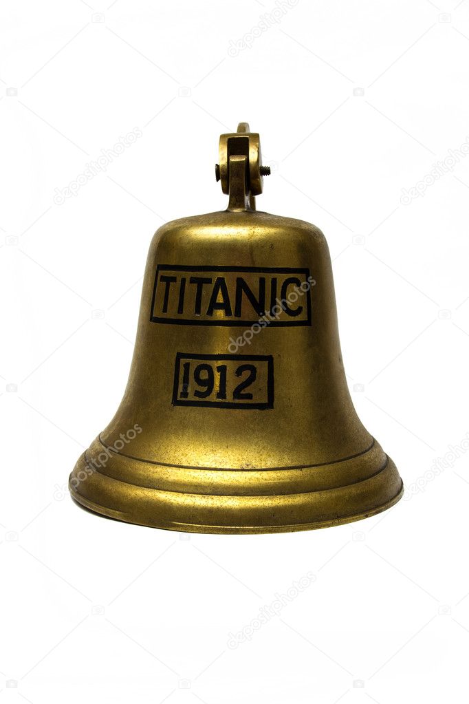 titanic ship  bell on white background