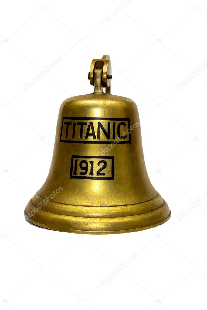 titanic ship  bell  on white background