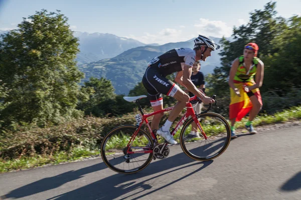 Die letzten Meter der 16. Etappe der Vuelta 2015, Asturien, Spanien lizenzfreie Stockfotos