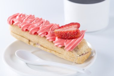 Pasta krema ve çilek closeup ile