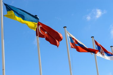 Ukrayna, Slovakya, Türkiye ve Rusya bayrağı arka plan o