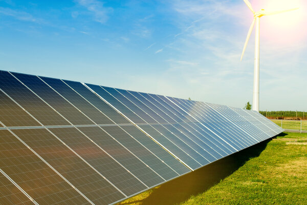 Solar panel against blue sky