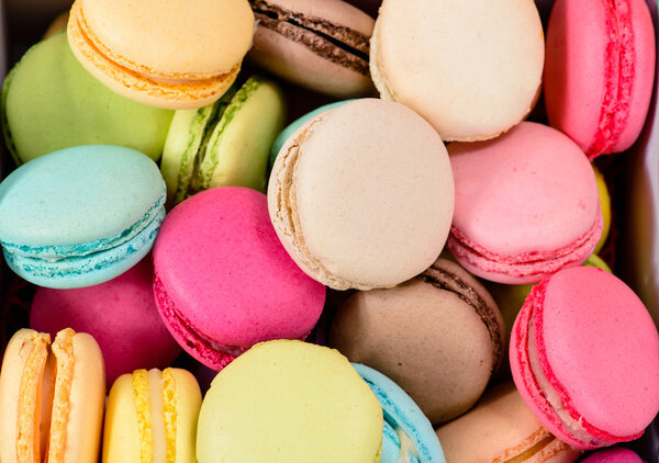 macro multicolored french macaroon