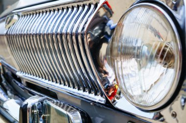 Retro araba far, yakın çekim, sığ dof