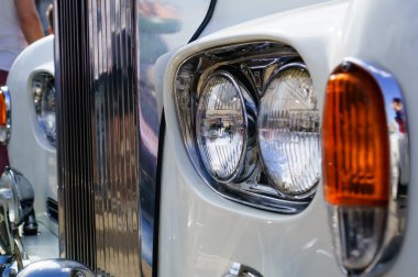 Retro araba far, yakın çekim, sığ dof