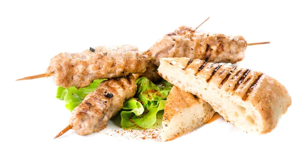 Kebab with pita bread, Isolated on a white — Stock Photo, Image