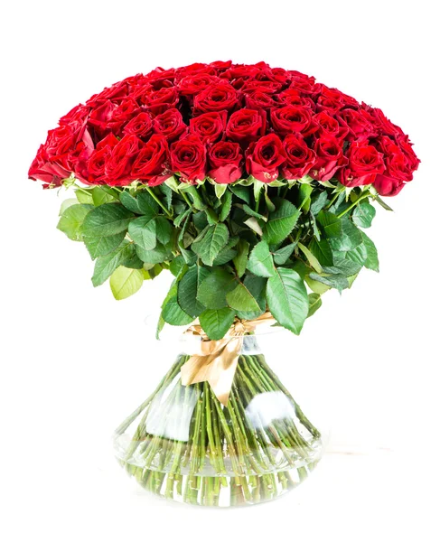 Mazzo enorme di rose rosse in un vaso — Foto Stock
