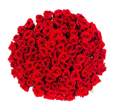 huge bouquet of red roses top view