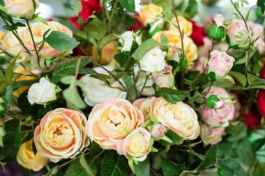 Yapay çiçek renkli, çeşitli, sığ derinlik-in tarla