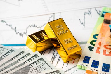 Dünya ekonomisi. Dolar ve Euro büyüme tablosu arasındaki altın finans kavramı