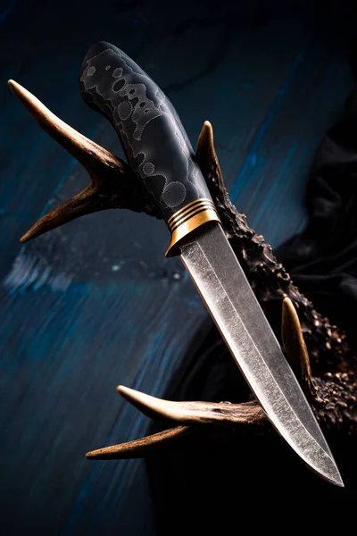 Премиум Нож Легендарный Охотничий Нож Охотничий Нож Рога Охотничье Снаряжение — стоковое фото