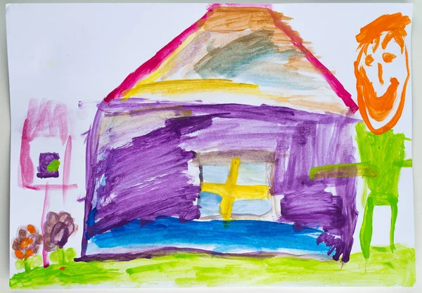 Child drawing of small houses, children drawing house