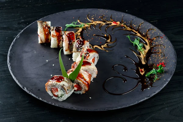 Vrai Set Sushis Chine Style Nouvel Idée Pour Café Restaurant — Photo