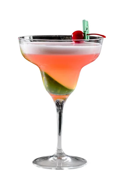 Cocktail Clover Club Cocktail Nattklubbens Bar Närbild Isolerad Vit Bakgrund — Stockfoto