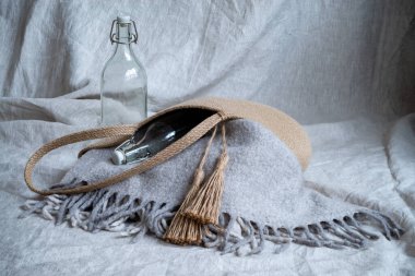 Çevre dostu keten çanta. Çevre dostu kavram.