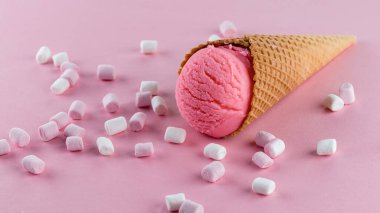 Waffle külahında ahududulu dondurma.