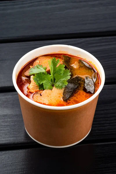traditional Thai tom yam soup. Thai take away street food