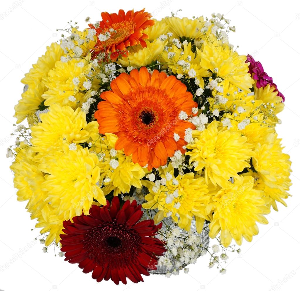 Bouquet of gerbera flowers and chrysanthemums