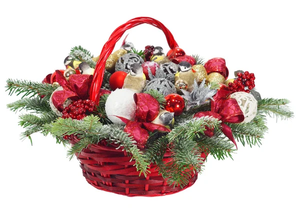 Christmas composition in basket — Stock Photo, Image