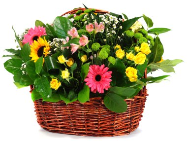 Çiçek ve yeşillik sepeti