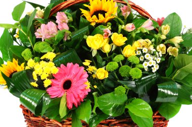 Çiçek ve yeşillik sepeti