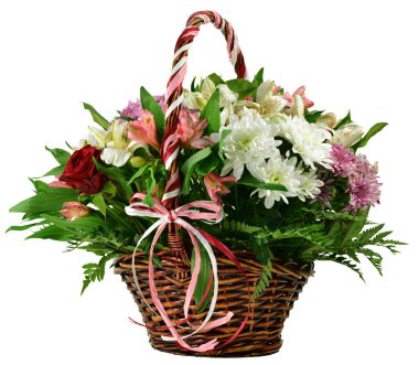 Çiçek ve yeşillik sepeti