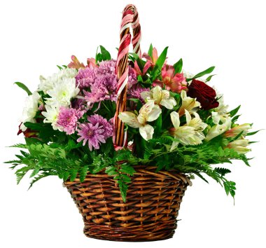 Çiçek ve yeşillik sepeti