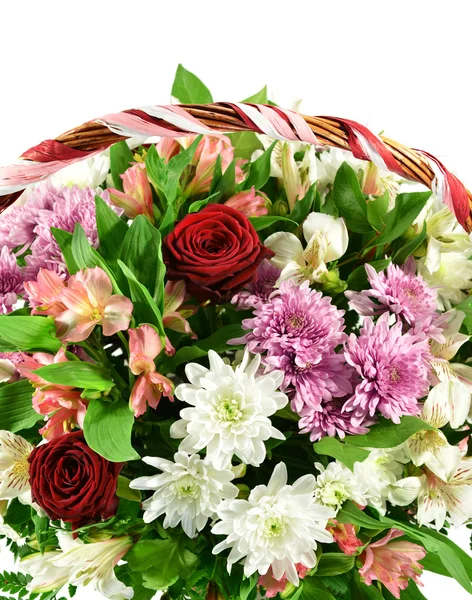 Basket of flowers and greens — Stock Photo, Image