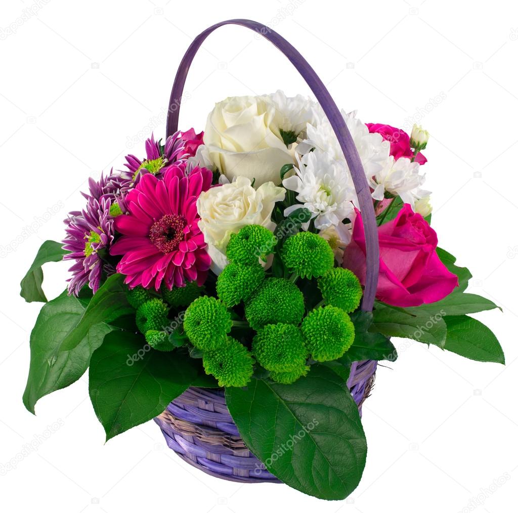 Basket of flowers and greens